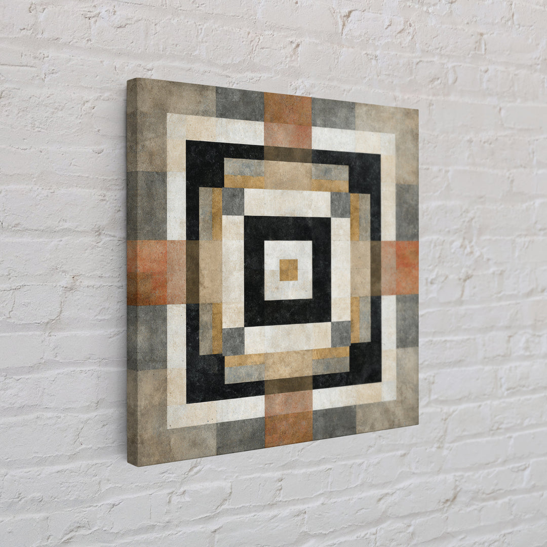 Warm Geometric Tile Pattern Framed Canvas Print, Patio Art, Wall Decor, Patio Decor, Fine Art, Outdoor, Coastal Decor, PAT-1x1-48
