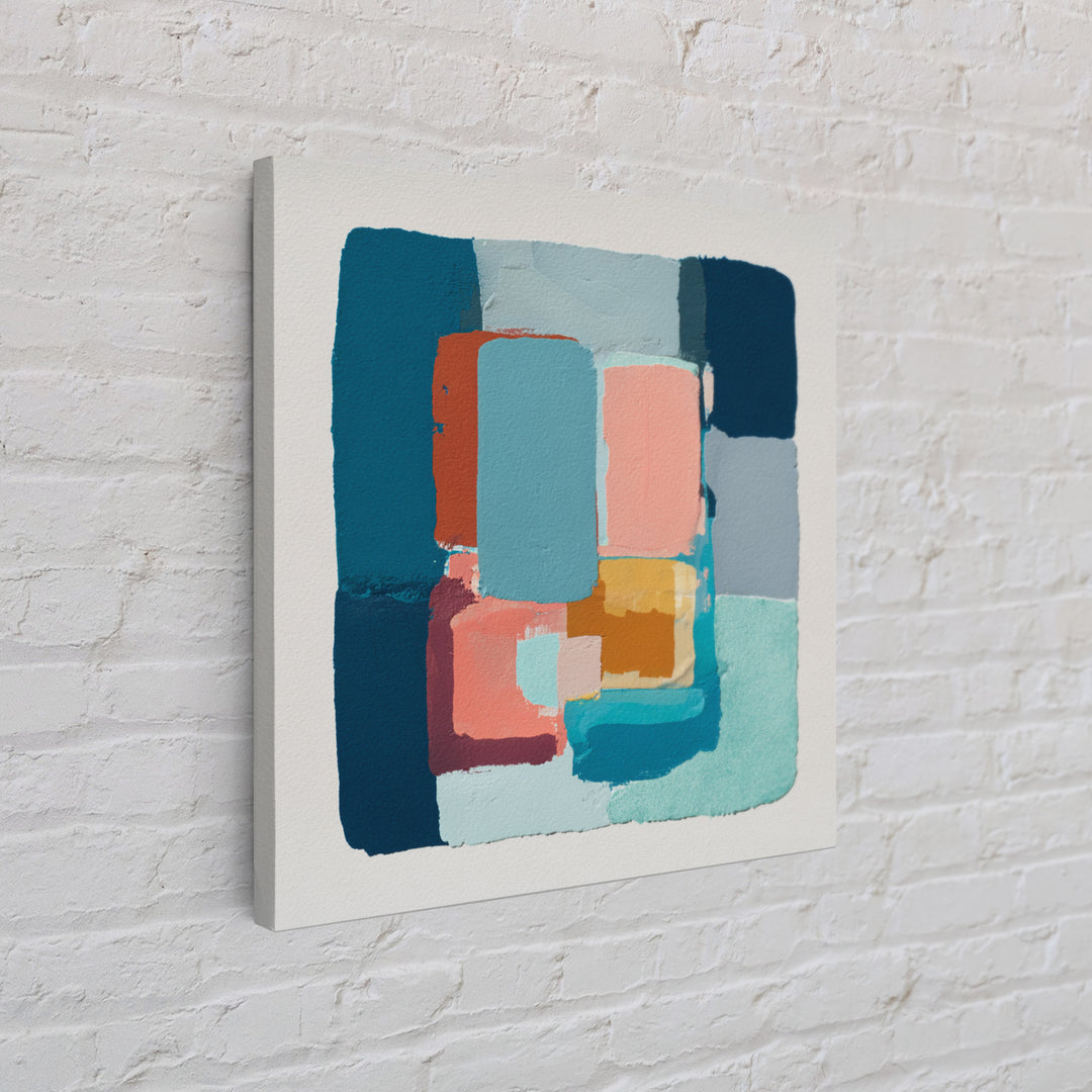 Bright Coral and Turquoise Abstract for Outdoors Canvas Print, Patio Art, Beach House Decor, Patio Decor, Abstract Art, Outdoor, PAT-1x1-60