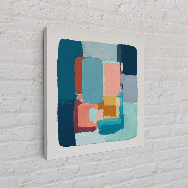 Bright Coral and Turquoise Abstract for Outdoors Canvas Print, Patio Art, Beach House Decor, Patio Decor, Abstract Art, Outdoor, PAT-1x1-60