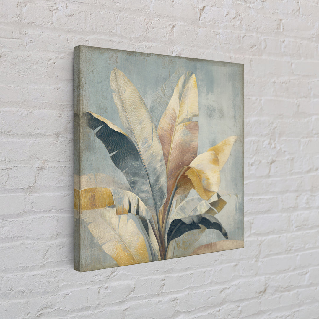 Banana Leaves with Rain Drop Details Framed Canvas Print, Patio Art, Coastal Wall Decor, Patio Decor, Fine Art, Outdoor, PAT-1x1-64