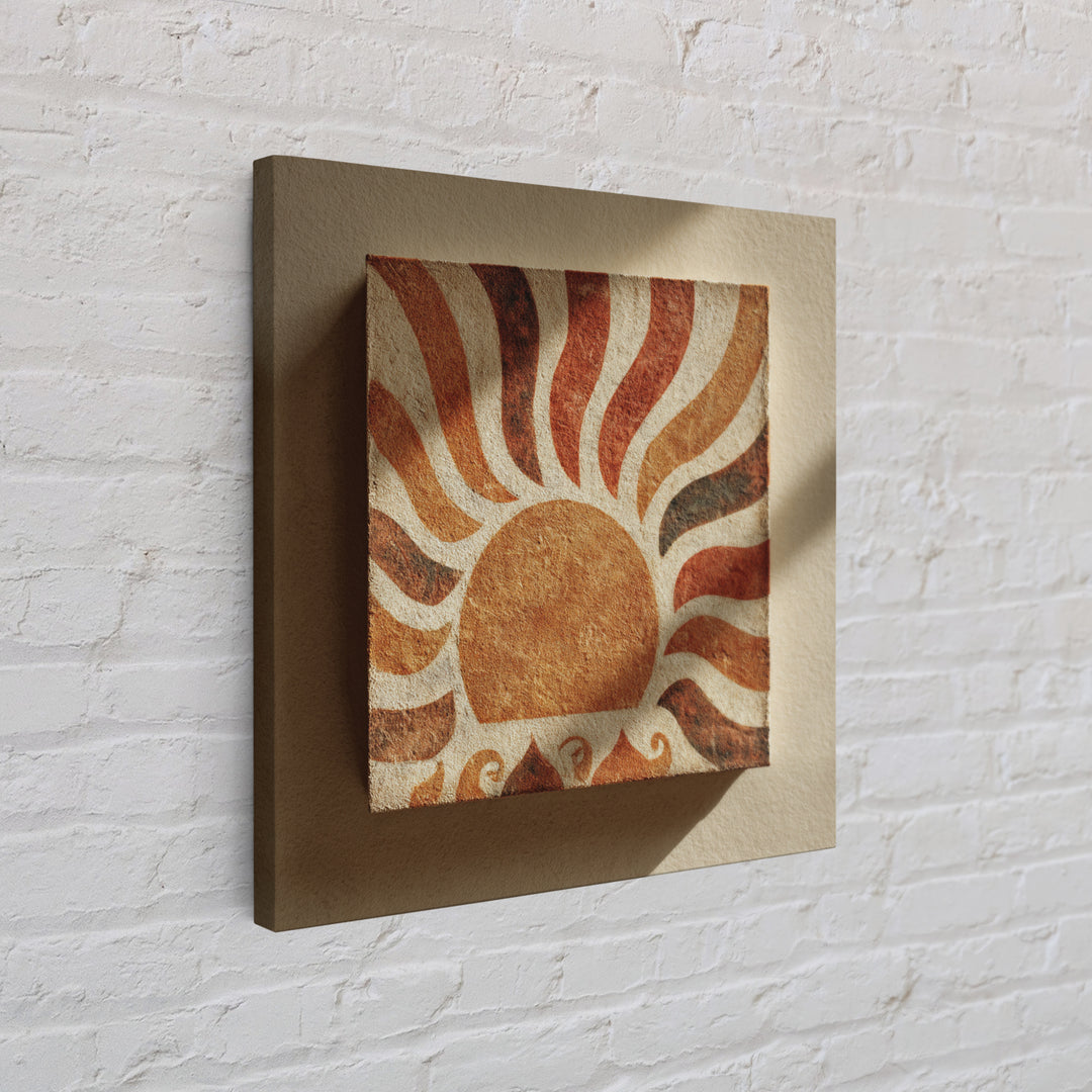 Sun Motif with Warm Terracotta Rays Framed Canvas Print, Patio Art, Floral Art, Patio Decor, Abstract Art, Outdoor, PAT-1x1-66