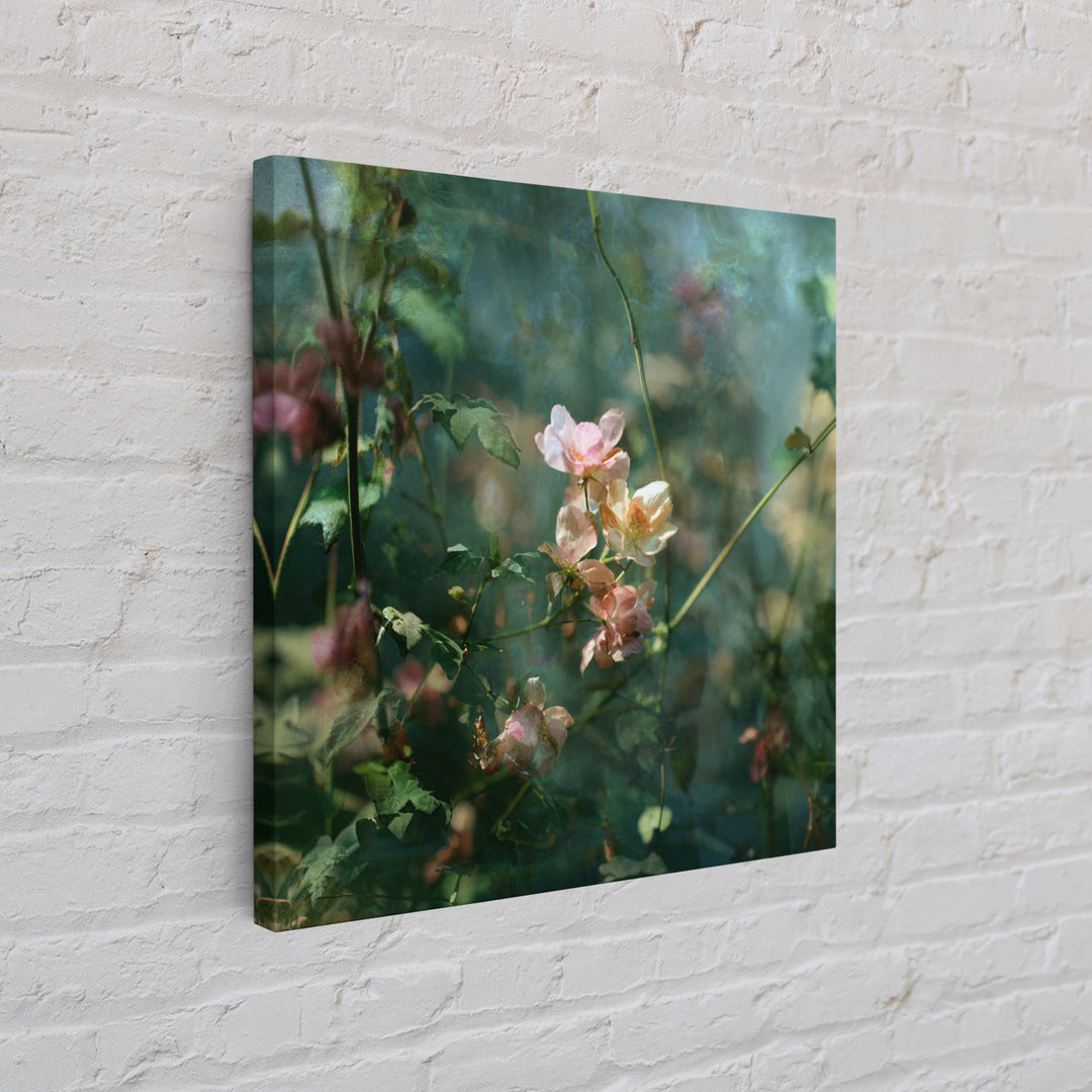 Sunset over Garden Flowers and Vines Framed Canvas Print, Patio Art, Fine Art Print, Patio Decor, Fine Art, Outdoor, Wall Decor, PAT-1x1-79