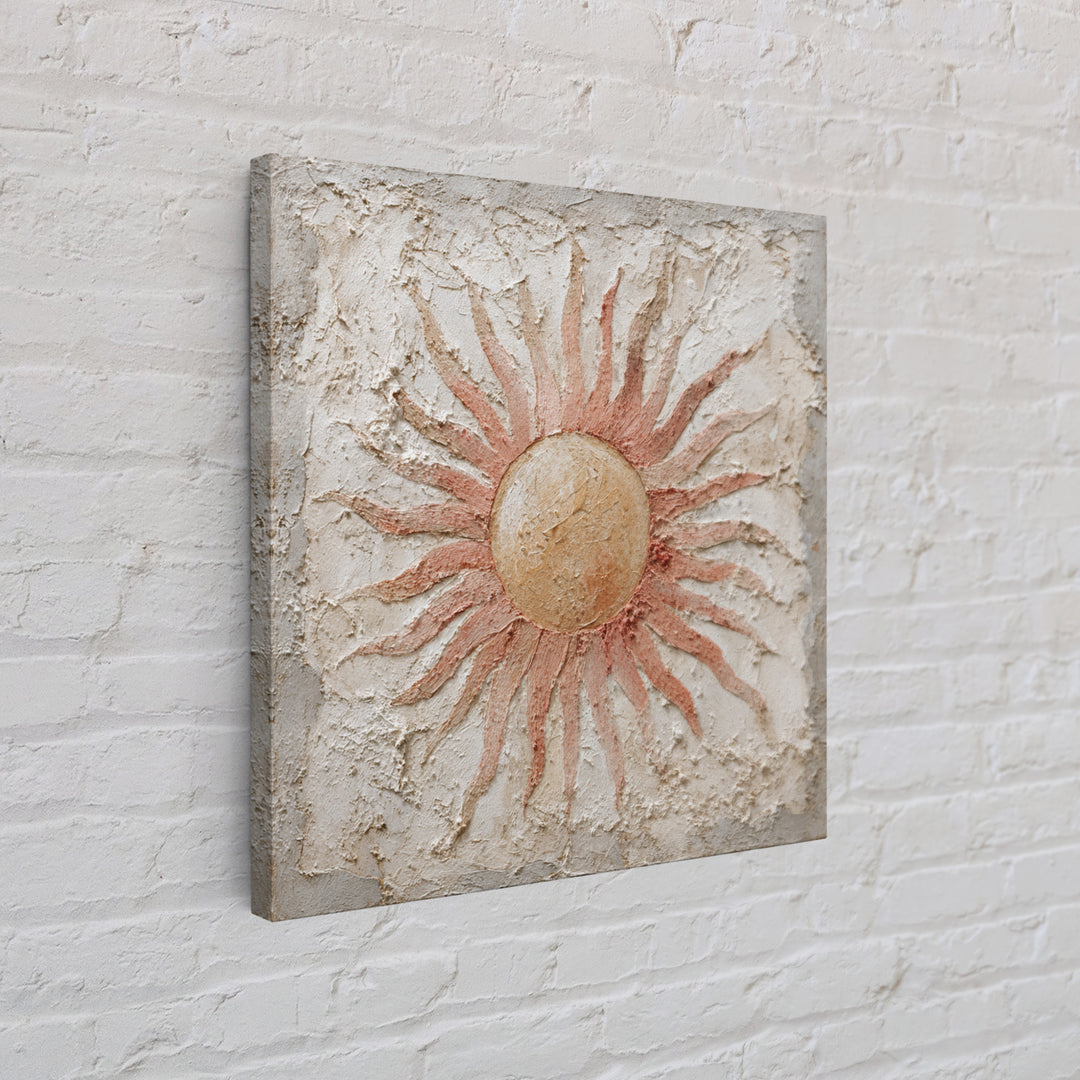 Sun Motif with Warm Terracotta Rays Canvas Print, Patio Art, Rustic Decor, Patio Decor, Fine Art, Outdoor, Textured Painting, PAT-1x1-90