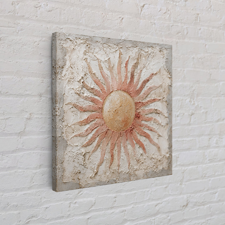 Sun Motif with Warm Terracotta Rays Canvas Print, Patio Art, Rustic Decor, Patio Decor, Fine Art, Outdoor, Textured Painting, PAT-1x1-90
