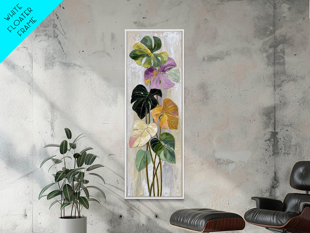 Bold Botanical Monstera Leaf Composition Canvas Print, Patio Art, Family Wall Art, Patio Decor, Oil Painting, Outdoor, PAT-1x3-18