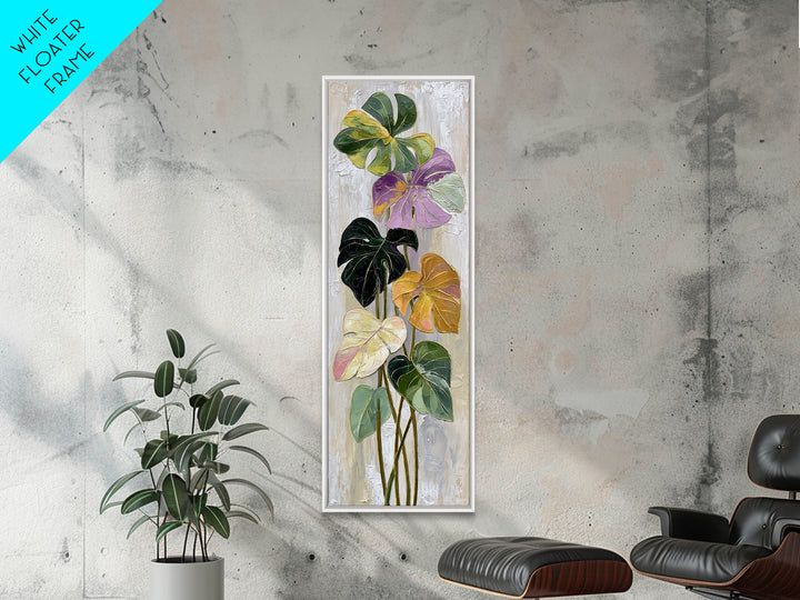 Bold Botanical Monstera Leaf Composition Canvas Print, Patio Art, Family Wall Art, Patio Decor, Oil Painting, Outdoor, PAT-1x3-18