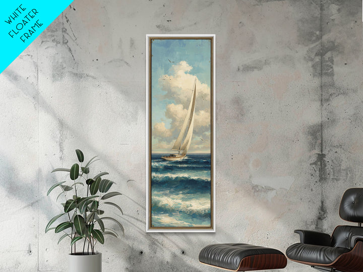 Sailboat on a Breezy Summer Horizon Canvas Print, Patio Art, Outdoor Decor, Patio Decor, Outdoor, Bar Art, Coastal Wall Decor, PAT-1x3-27