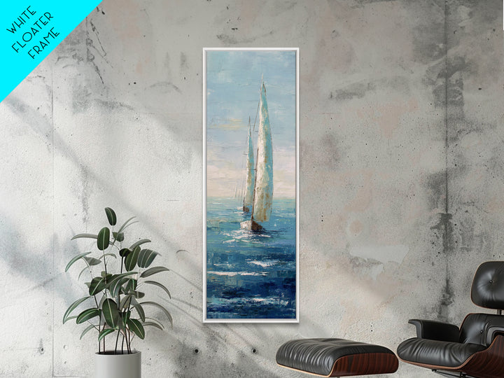 Sailboat on a Breezy Summer Horizon Framed Canvas Print, Patio Art, Minimalist Decor, Patio Decor, Fine Art, Outdoor, PAT-1x3-3