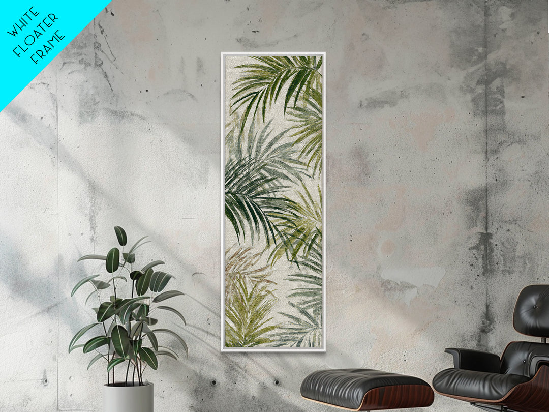 Tropical Palm Fronds Framed Canvas Print, Patio Art, Textured Painting, Patio Decor, Fine Art, Outdoor, Outdoor Wall Art, PAT-1x3-61