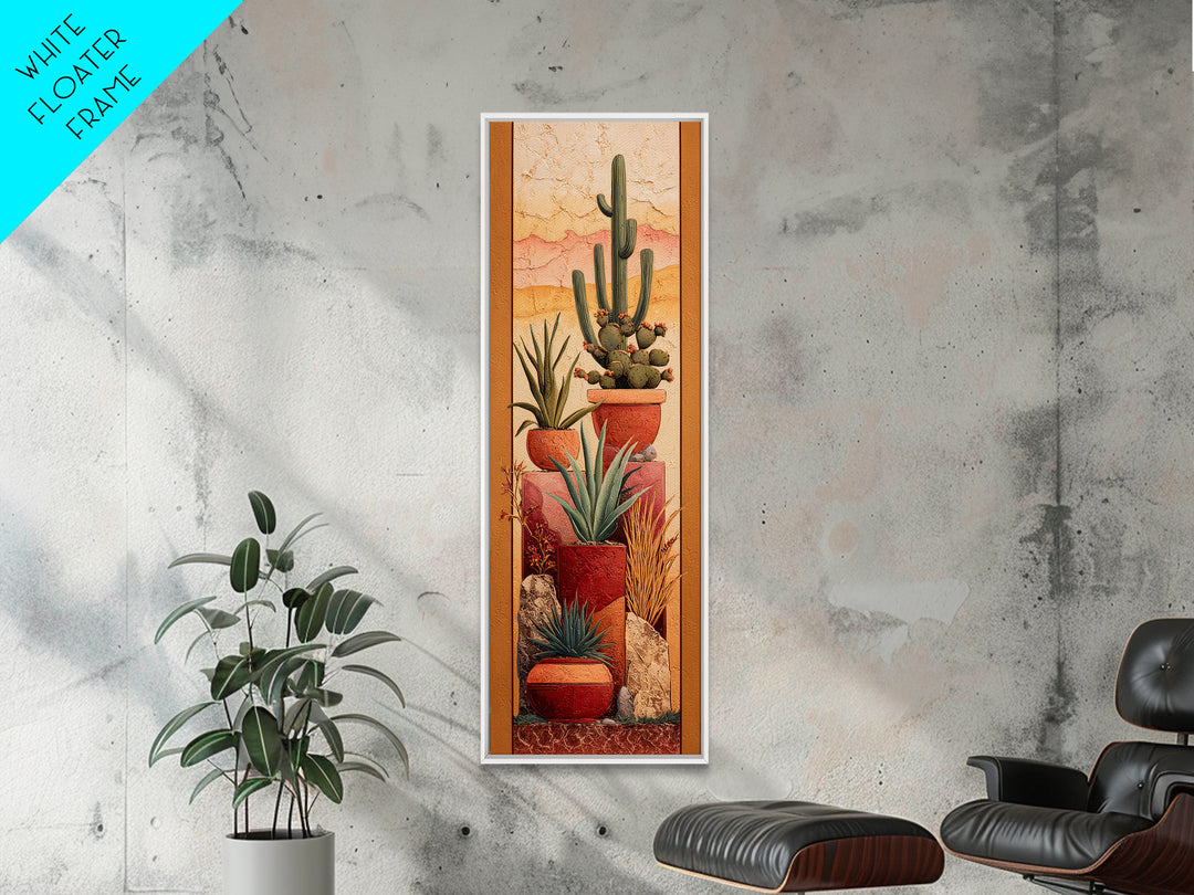 Cactus and Agave Framed Canvas Print, Patio Art, Western Decor, Patio Decor, Fine Art, Outdoor, Floral Art, Lake House Decor, PAT-1x3-64