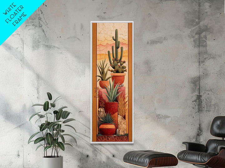 Cactus and Agave Framed Canvas Print, Patio Art, Western Decor, Patio Decor, Fine Art, Outdoor, Floral Art, Lake House Decor, PAT-1x3-64