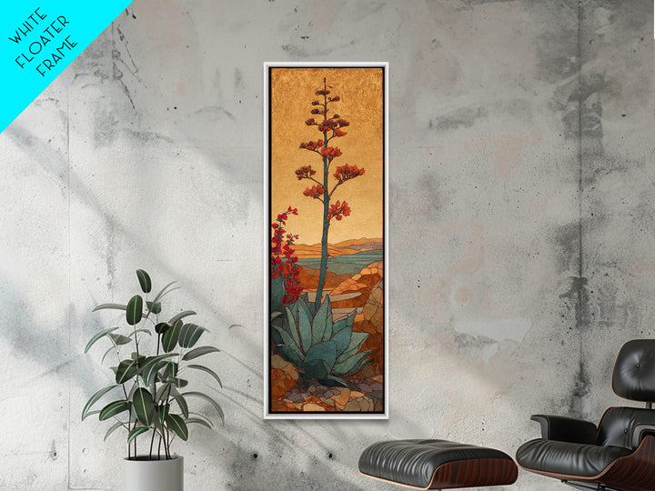Desert Patio Agave and Bougainvillea Canvas Print, Patio Art, Art Print, Patio Decor, Fine Art, Outdoor, Garden Decor, PAT-1x3-77