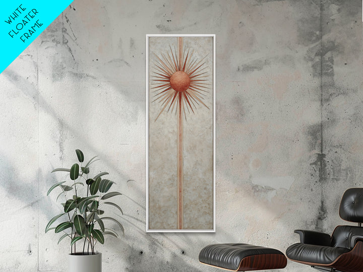 Sun Motif with Warm Terracotta Rays Canvas Print, Patio Art, Patio, Patio Decor, Fine Art, Outdoor, Minimalist Decor, PAT-1x3-78