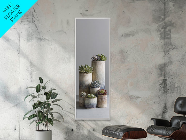 Succulent Collection in Ceramic Planters Canvas Print, Patio Art, Outdoor Wall Decor, Patio Decor, Fine Art, Outdoor, PAT-1x3-81
