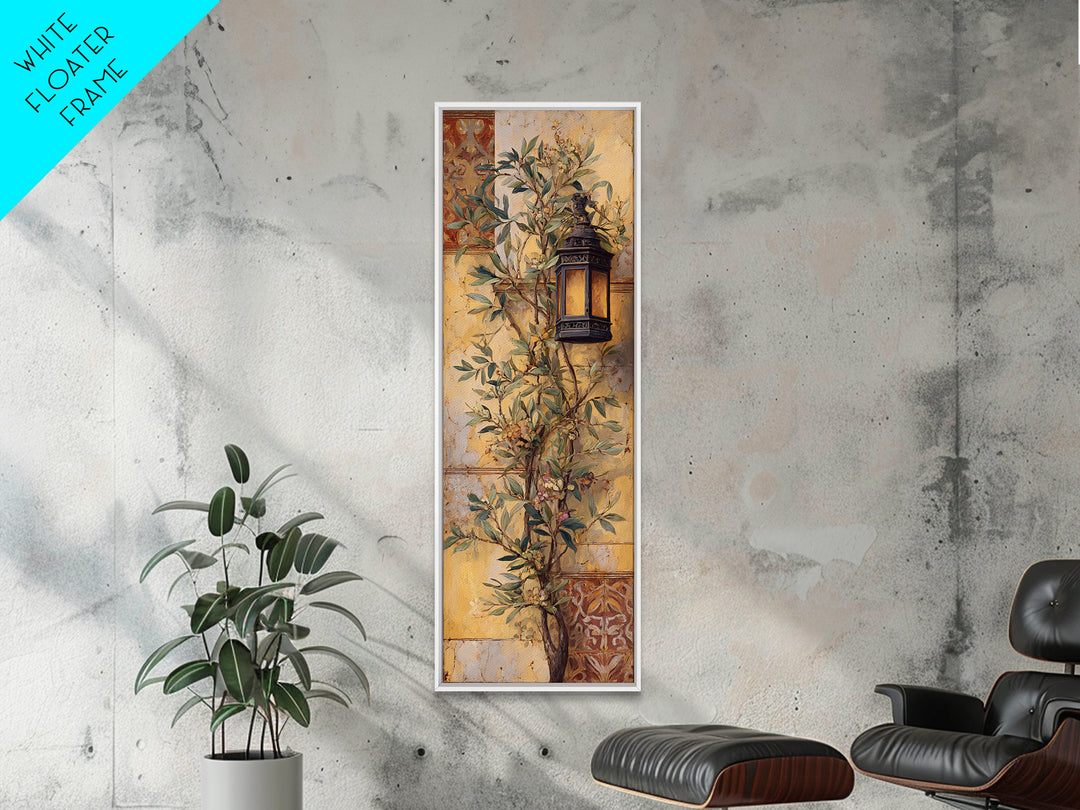 Olive Branch Wreath on Warm Plaster Canvas Print, Patio Art, Minimalist Decor, Patio Decor, Fine Art, Outdoor, Yard Art, PAT-1x3-93