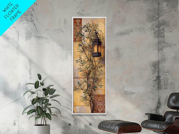 Olive Branch Wreath on Warm Plaster Canvas Print, Patio Art, Minimalist Decor, Patio Decor, Fine Art, Outdoor, Yard Art, PAT-1x3-93