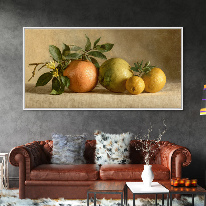 Outdoor Citrus Still Life Framed Canvas Print, Patio Art, Home Decor, Patio Decor, Fine Art, Outdoor, Floral Wall Art, PAT-2x1-1