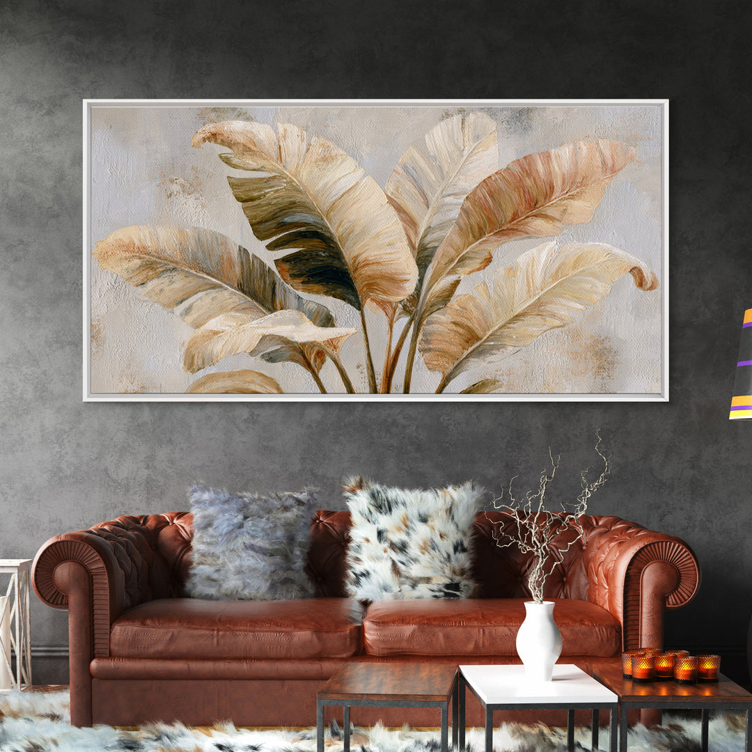 Banana Leaves with Rain Drop Details Framed Canvas Print, Patio Art, Art Print, Patio Decor, Fine Art, Outdoor, Garden Decor, PAT-2x1-12