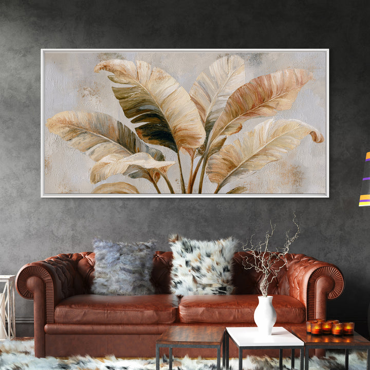 Banana Leaves with Rain Drop Details Framed Canvas Print, Patio Art, Art Print, Patio Decor, Fine Art, Outdoor, Garden Decor, PAT-2x1-12