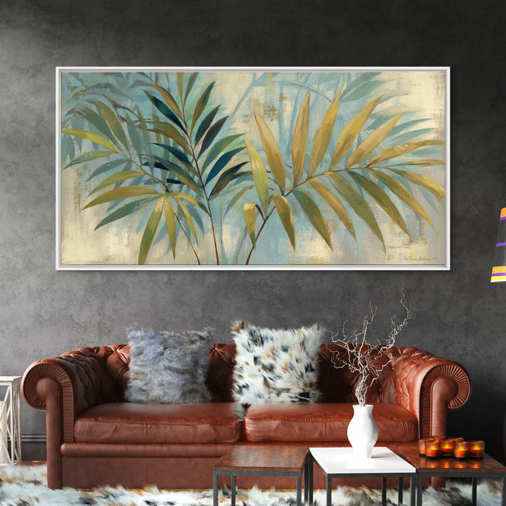 Tropical Palm Fronds Canvas Print, Patio Art, Wall Art, Patio Decor, Oil Painting, Outdoor, Outdoor Wall Decor, Floral Wall Art, PAT-2x1-21
