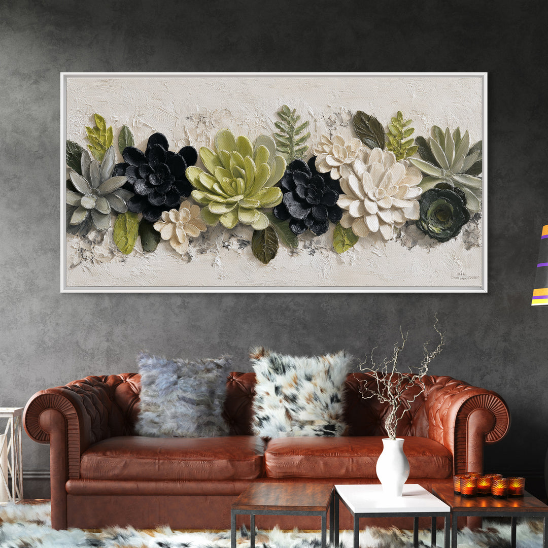 Succulent Collection in Ceramic Planters Canvas Print, Patio Art, Contemporary Art, Patio Decor, Fine Art, Outdoor, Metal Art, PAT-2x1-41