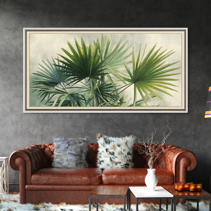 Tropical Palm Fronds Framed Canvas Print, Patio Art, Wall Hanging, Patio Decor, Fine Art, Outdoor, Beach Art, Beach House Decor, PAT-2x1-45