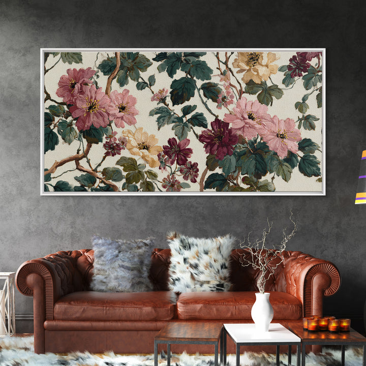 Sunset over Garden Flowers and Vines Framed Canvas Print, Patio Art, Outdoor Wall Decor, Patio Decor, Fine Art, Outdoor, PAT-2x1-51