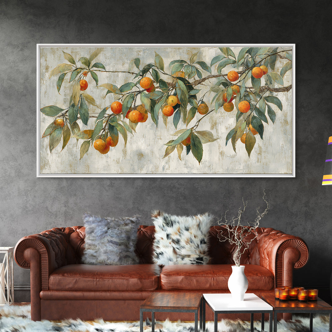 Orange Tree Branch Canvas Print, Patio Art, Textured Painting, Patio Decor, Fine Art, Outdoor, Outdoor Wall Art, Western Decor, PAT-2x1-66