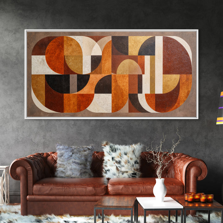 Warm Geometric Tile Pattern Canvas Print, Patio Art, Garden Art, Patio Decor, Abstract Art, Outdoor, Beach House Decor, PAT-2x1-68