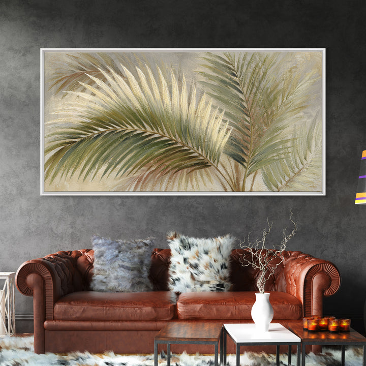 Tropical Palm Fronds Canvas Print, Patio Art, Metal Art, Patio Decor, Outdoor, Patio Cushions, Yard Decor, Mixed Media Art, PAT-2x1-69