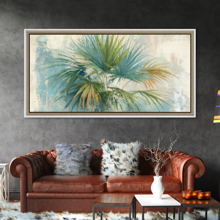 Tropical Palm Fronds Canvas Print, Patio Art, Metal Art, Patio Decor, Outdoor, Patio Cushions, Yard Decor, Mixed Media Art, PAT-2x1-93