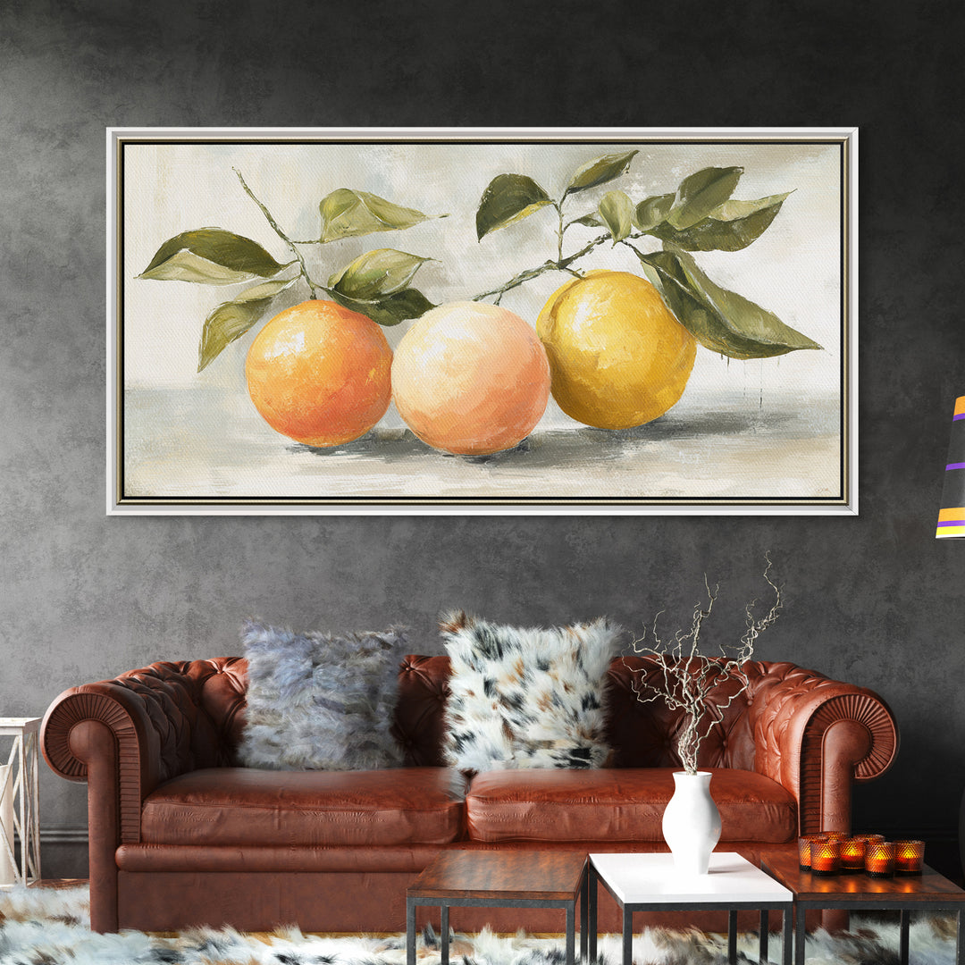 Outdoor Citrus Still Life Framed Canvas Print, Patio Art, Outdoor Wall Decor, Patio Decor, Fine Art, Outdoor, Yard Decor, PAT-2x1-97