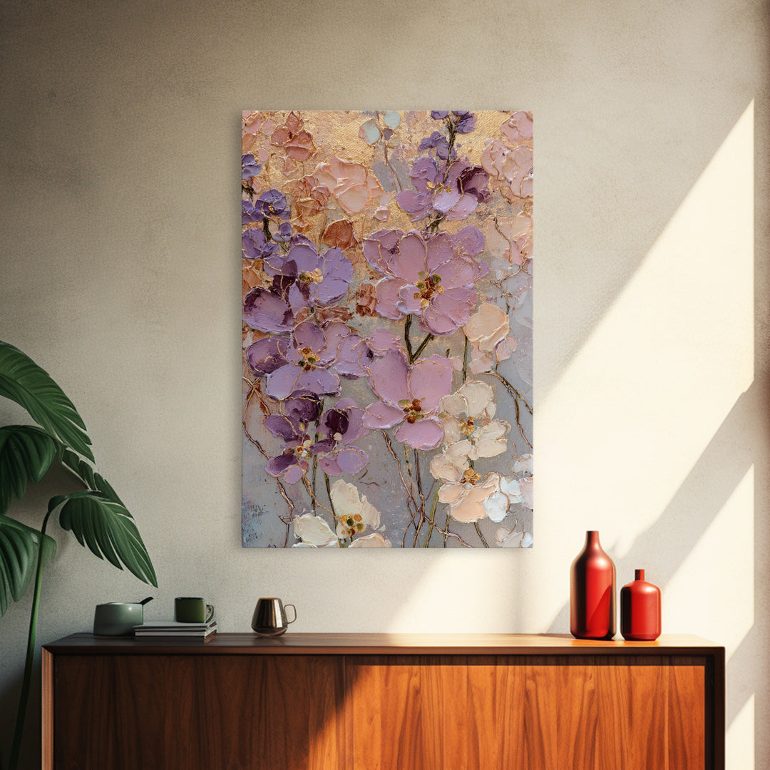 Sunset over Garden Flowers and Vines Canvas Print, Patio Art, Gallery Decor, Patio Decor, Oil Painting, Outdoor, PAT-2x3-15