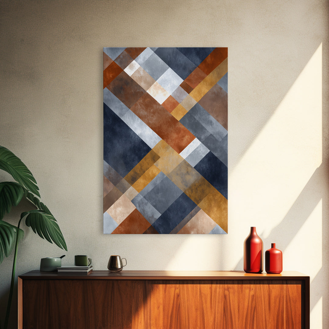 Warm Geometric Tile Pattern Canvas Print, Patio Art, Mixed Media Art, Patio Decor, Abstract Art, Outdoor, Art Print, Room Decor, PAT-2x3-32
