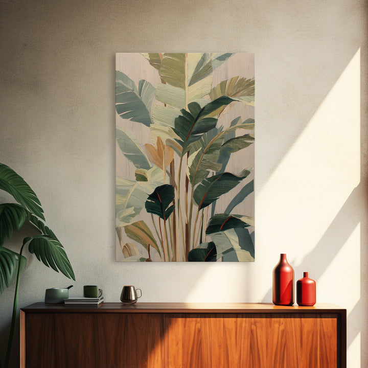 Tropical Palm Fronds Canvas Print, Patio Art, Floral Wall Art, Patio Decor, Oil Painting, Outdoor, Mixed Media Art, PAT-2x3-57
