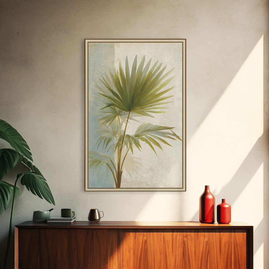 Tropical Palm Fronds Canvas Print, Patio Art, Floral Wall Art, Patio Decor, Oil Painting, Outdoor, Mixed Media Art, PAT-2x3-81