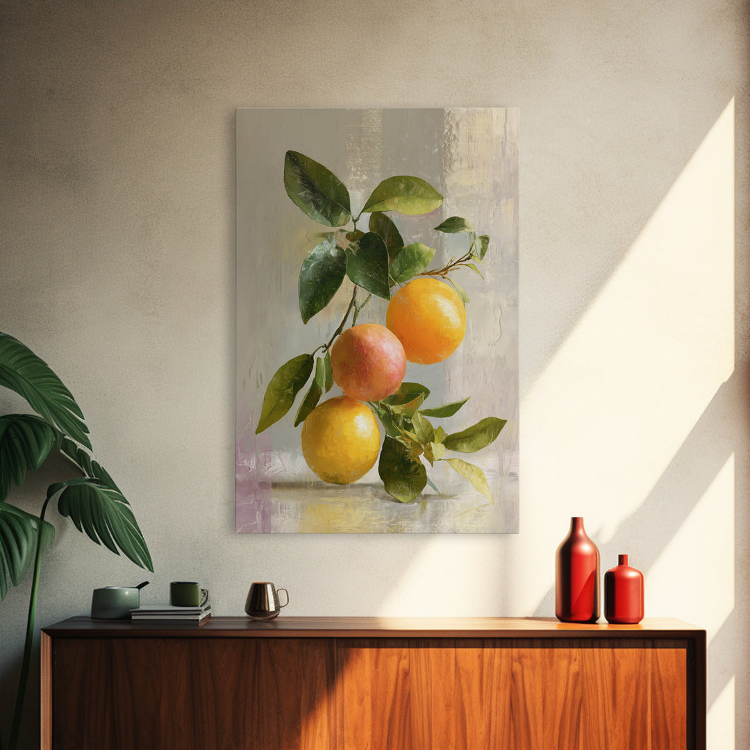 Outdoor Citrus Still Life Framed Canvas Print, Patio Art, Coastal Decor, Patio Decor, Fine Art, Outdoor, Family Wall Art, PAT-2x3-85