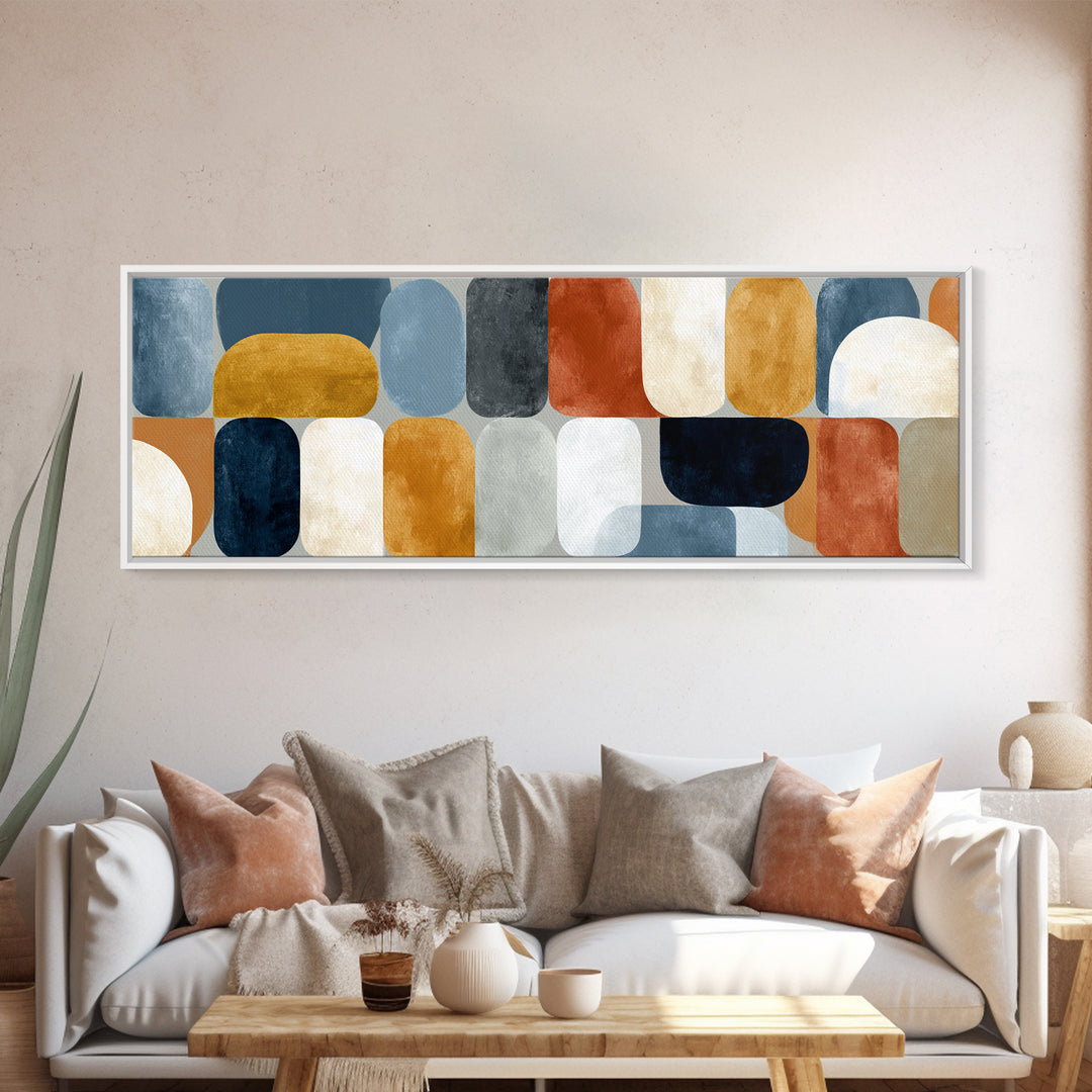 Warm Geometric Tile Pattern Canvas Print, Patio Art, Beach Art, Patio Decor, Abstract Art, Outdoor, Neutral Decor, Modern Decor, PAT-3x1-16
