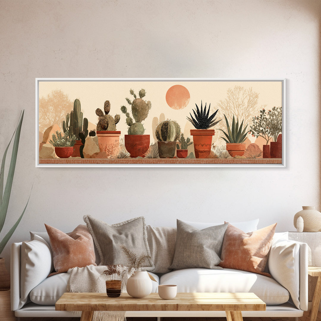 Cactus and Agave Canvas Print, Patio Art, Mixed Media Art, Patio Decor, Fine Art, Outdoor, Art Print, Room Decor, PAT-3x1-20