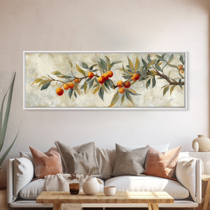 Orange Tree Branch Canvas Print, Patio Art, Garden Art, Patio Decor, Oil Painting, Outdoor, Beach House Decor, Porch Decor, PAT-3x1-38