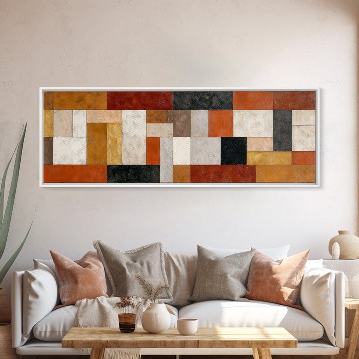 Warm Geometric Tile Pattern Canvas Print, Patio Art, Gallery Decor, Patio Decor, Fine Art, Outdoor, Contemporary Art, PAT-3x1-40