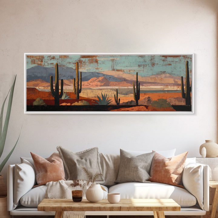 Cactus and Agave Framed Canvas Print, Patio Art, Neutral Decor, Patio Decor, Fine Art, Outdoor, Wall Art, Home Decor, PAT-3x1-44