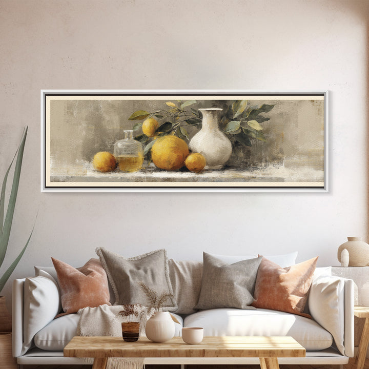 Outdoor Citrus Still Life Canvas Print, Patio Art, Patio Decor, Fine Art, Outdoor, Gallery Decor, Neutral Decor, Modern Decor, PAT-3x1-45