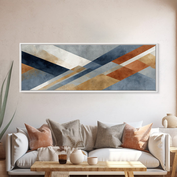 Warm Geometric Tile Pattern Canvas Print, Patio Art, Minimalist Decor, Patio Decor, Abstract Art, Outdoor, Yard Art, Metal Art, PAT-3x1-88