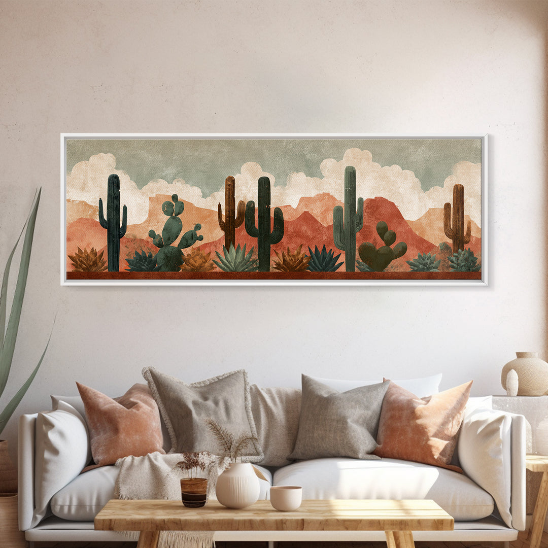 Cactus and Agave Canvas Print, Patio Art, Metal Wall Art, Patio Decor, Oil Painting, Outdoor, Coastal Wall Decor, Beach Art, PAT-3x1-92