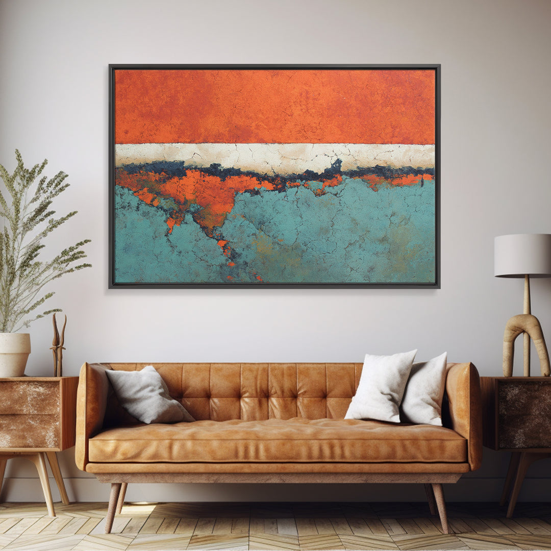 Bright Coral and Turquoise Abstract for Outdoors Canvas Print, Patio Art, Floral Wall Art, Patio Decor, Abstract Art, Outdoor, PAT-3x2-16