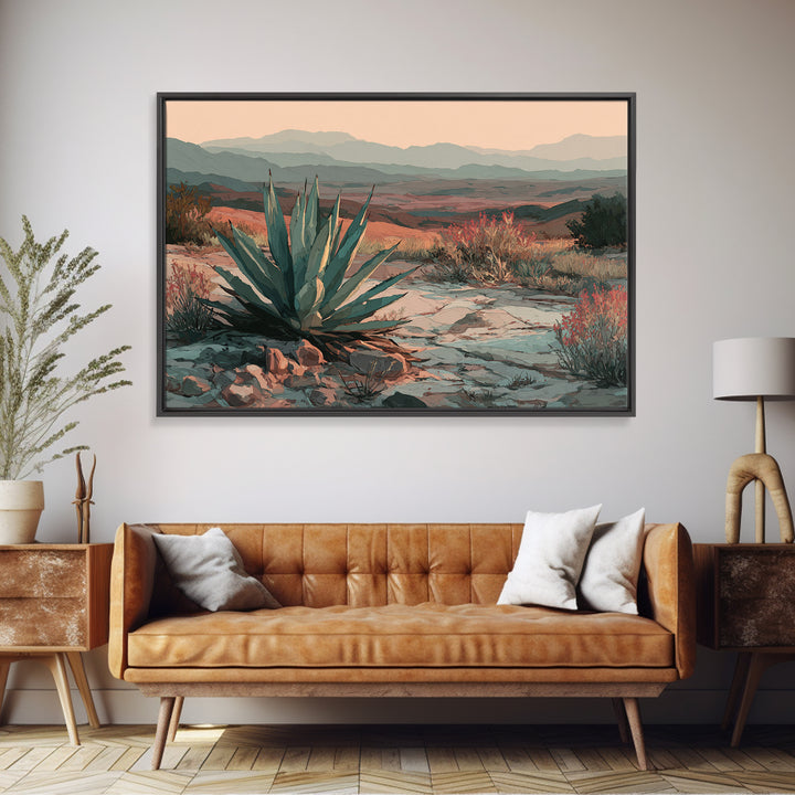 Desert Patio Agave and Bougainvillea Framed Canvas Print, Patio Art, Lake House Decor, Patio Decor, Fine Art, Outdoor, PAT-3x2-45