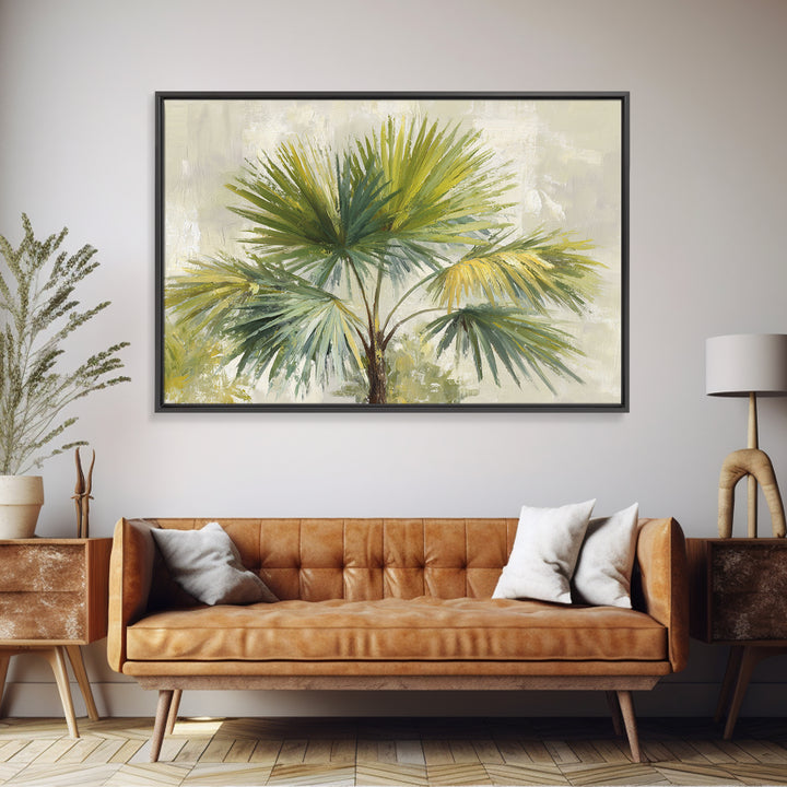 Tropical Palm Fronds Framed Canvas Print, Patio Art, Beach Art, Patio Decor, Fine Art, Outdoor, Neutral Decor, Modern Decor, PAT-3x2-5