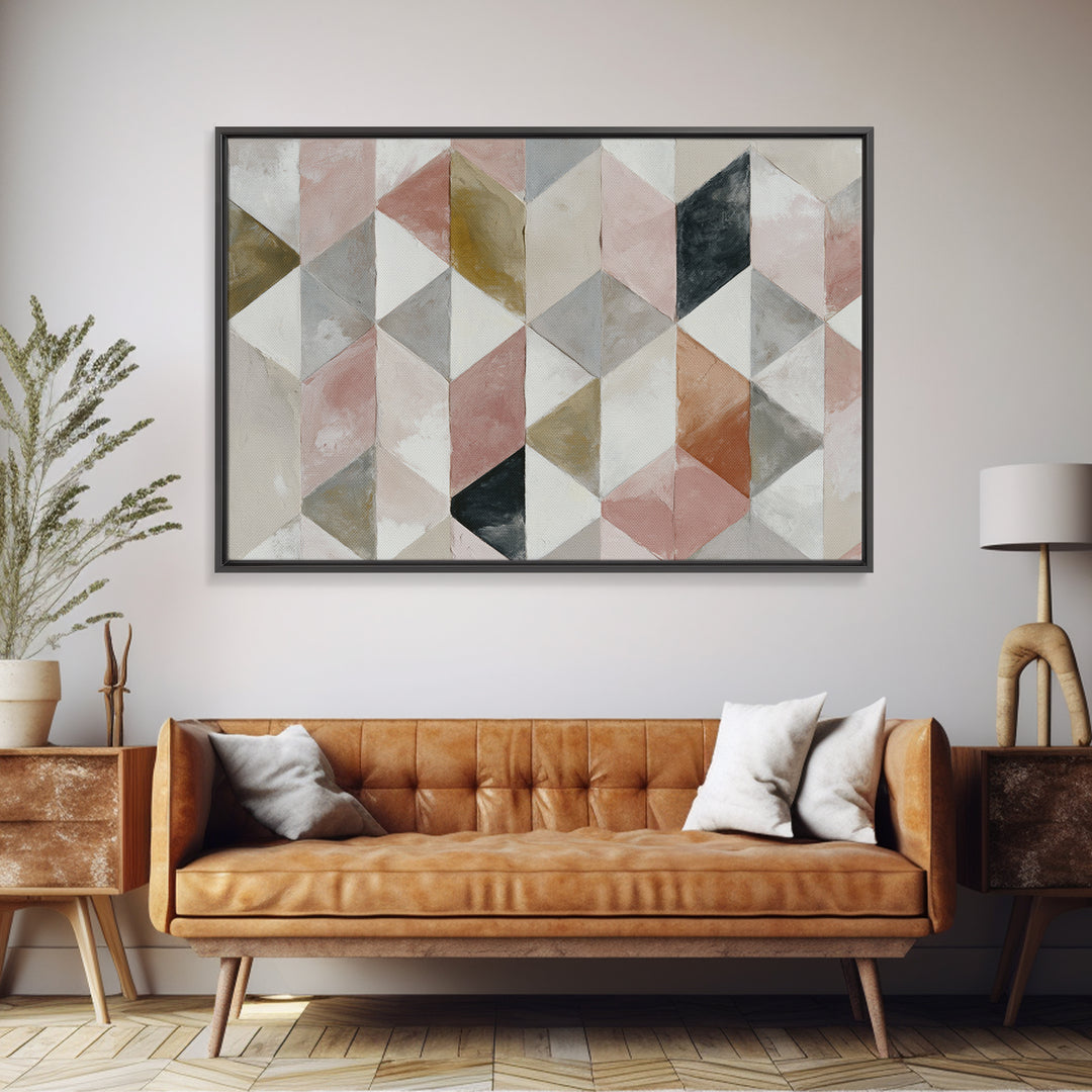 Warm Geometric Tile Pattern Canvas Print, Patio Art, Bar Art, Patio Decor, Fine Art, Outdoor, Outdoor Art, Gallery Decor, PAT-3x2-52