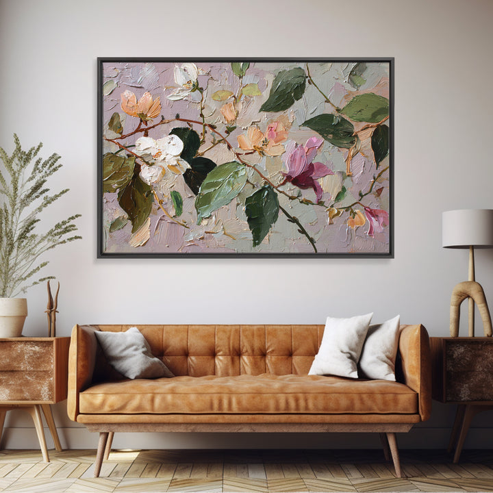 Sunset over Garden Flowers and Vines Framed Canvas Print, Patio Art, Art Print, Patio Decor, Fine Art, Outdoor, Garden Decor, PAT-3x2-59